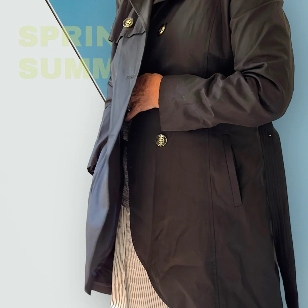 Luxurious Black Trench Coat by CeCe - Picture 15 of 16